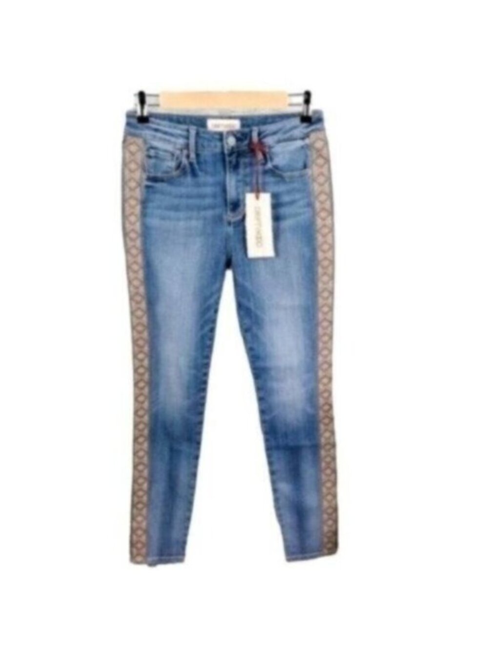 Driftwood Jackie Embroidered High-rise Skinny Ankle Jeans Blue